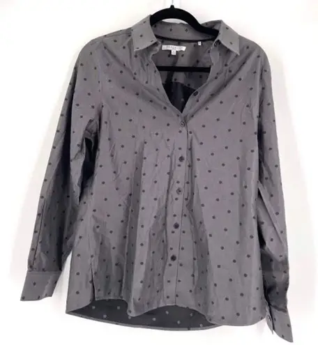 Foxcroft Women's Non-Iron Shaped Polka Dot Button Front Shirt Black Gray Size 8 - Image 1