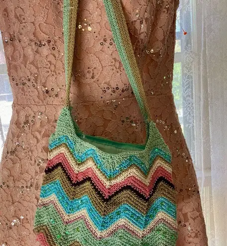 Multicolor Chevron Knit Shoulder Bag Excellent condition! Pink