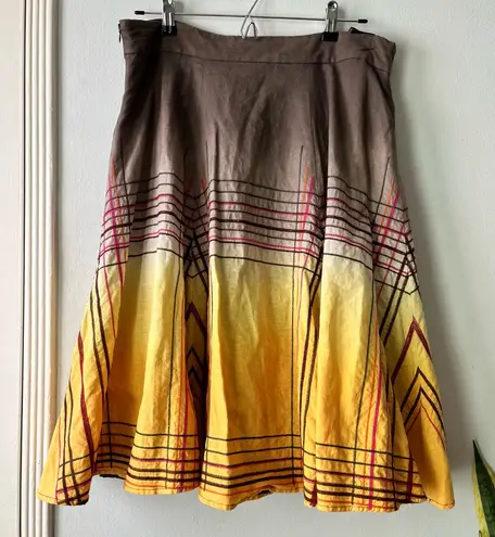 Kenar •dip-dyed embroidered full circle skirt•sz 10