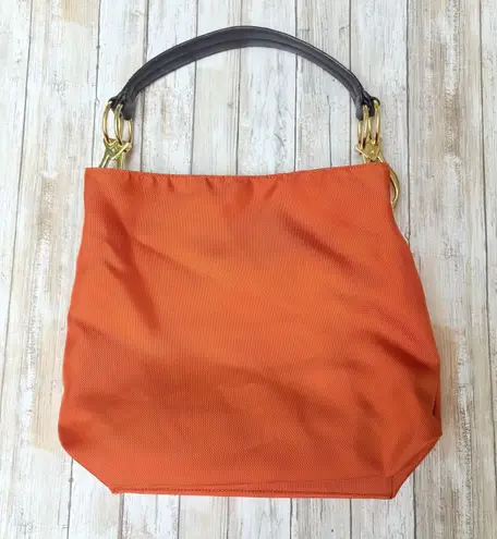 JPK Paris 75 Purse Nylon Bucket Hobo Bag Orange Brown Chunky Large Fall Classy
