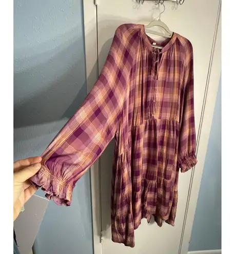 Terra & Sky Dress Womens Size 4X Pink Plaid Prairie Peasant Homestead Fall NWT