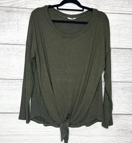 ee:some  Dark Green Long Sleeve Scoop Neck Tie Front Sweater Top Size XL