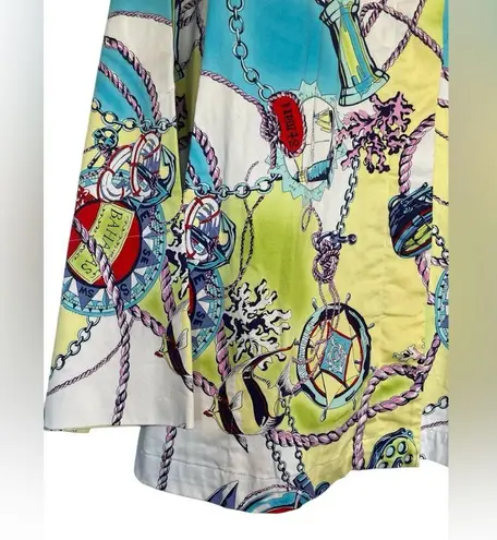 George Simonton Womens Jacket Large Nautical Bahamas Vacation Beach Travel Maps Blue