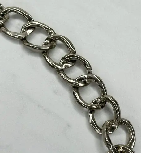 The Bar Chunky Silver Tone Metal Chain Link Belt Size XS Small S