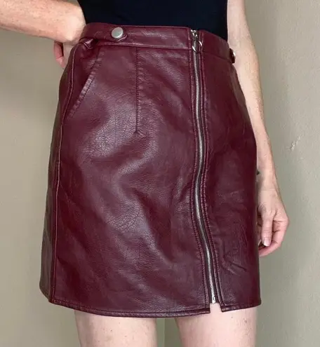 Tagoo All For Leather Burgundy Faux Leather Pleather Mini Skirt Red Size M