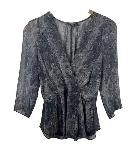 Babaton ARITZIA Top Women XS Alexander Snake Print Silk Blouse Modest Babydoll