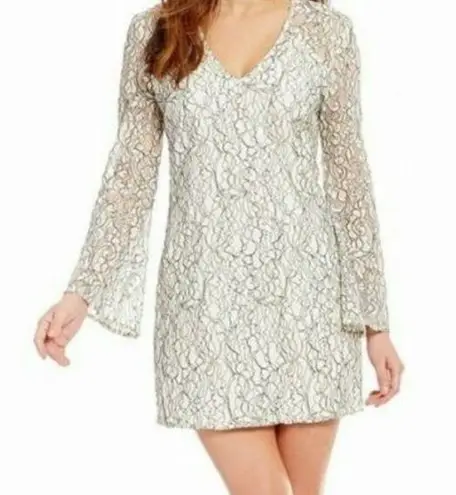 WAYF  White Lace Long, Bell Sleeve Mini Dress, New with Tags