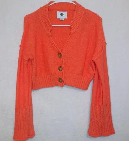 Urban Outfitters BDG Orange Cropped Button Front Flare Sleeve Cardigan