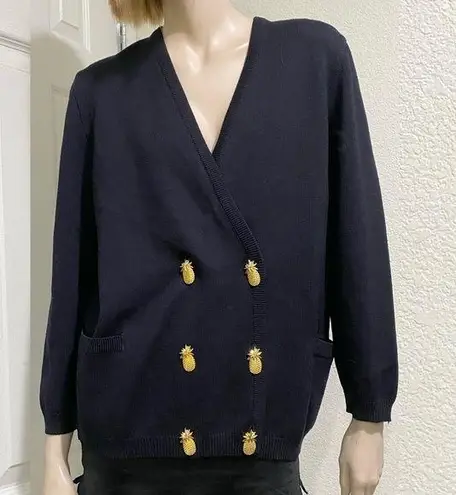 Vintage ESCADA Black Double Breasted Embroidered Back Cardigan Sweater Size 40