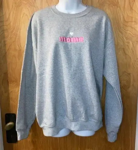 Staykation Mama Embroidered Light Grey Crewneck Sweater