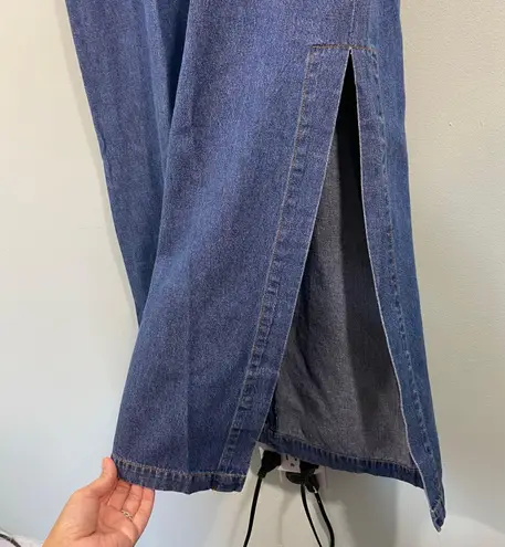 Boston Proper Vintage Denim Square Neck High Waist Short Sleeve Maxi Dress Sz 6 - Image 5