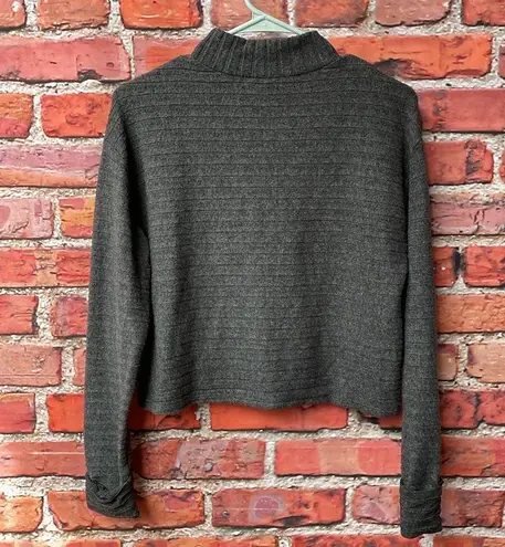 Lush Clothing Gray Heathered Lush High Neck Ribbed Rolled Sleeve Sweater