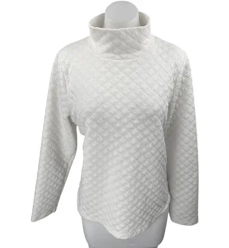 J.Crew Women's White Long Sleeve Quilted Turtleneck Pullover Sweater Top Size L Size L
