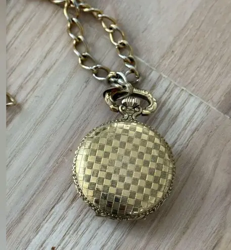 Wittnauer Pocket Watch Super Rare Mechanical Gold Dial Checkered Case Works