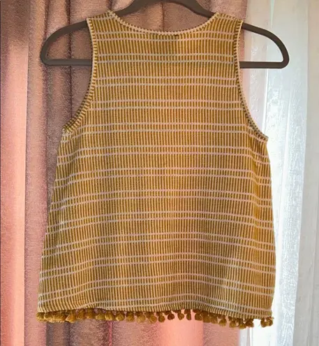 W5 Size S Gold Ribbed Sleeveless Tank Top w Tassles