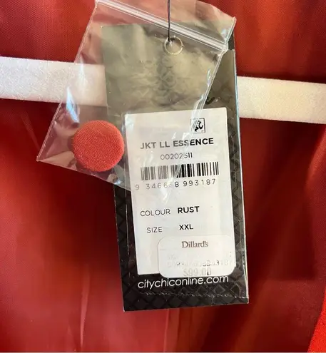 City Chic Blazer Essence Longline Jacket in Rust Orange-Red Sz 24 (XXL) NWT
