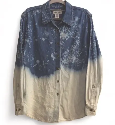 Cabin creek Vintage Denim Bleach Ombre Dye Women’s Shirt  Large