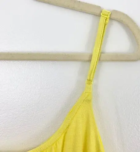 Guess Tie Waist Spaghetti Strap Mini Dress Knit Jersey Yellow