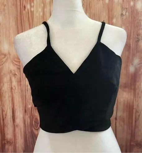 Endless Rose Endless Rise Black Microsuede Wrap Crop Top