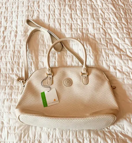 Liz Claiborne Textured Cream Leather Shoulder Purse