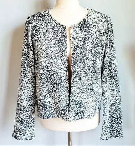 Anthropologie  New Dolan Eva Black White Textured Knit Jacket Blazer Size Large