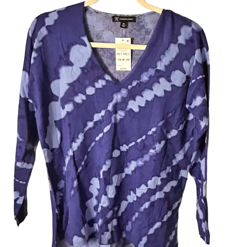 INC Size Petite Med Blue Tie Dye V