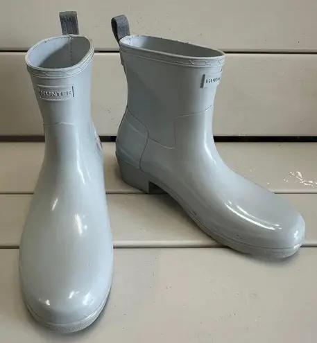 Hunter Refined Low Heel Biker Gloss Duo Waterproof Rain Boots 8