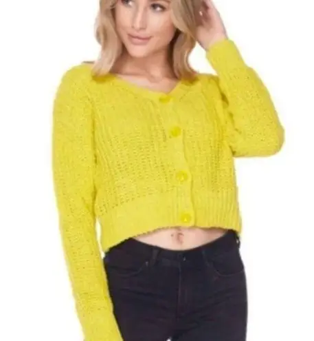 Love Tree  yellow cropped cardigan size M