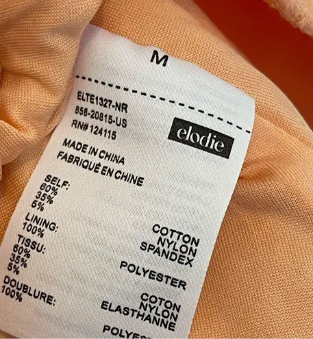 Elodie NWT V-Neck Textured thin strap snap body suit size medium light orange