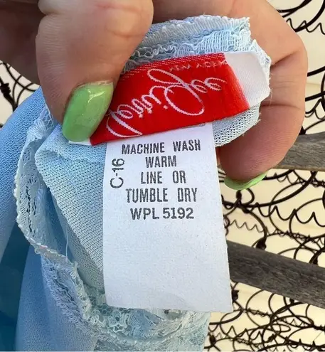 Vintage Jerri Lee New York baby blue crêpe lace bib front prairie dress 11 Size undefined