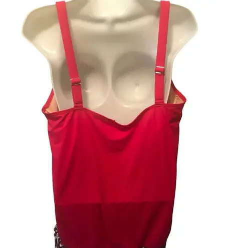 Swimsuit For All Swimsuits For All Pink Blouson Tankini Swim Top Sz 16 Shelf Bra Colorful Hem