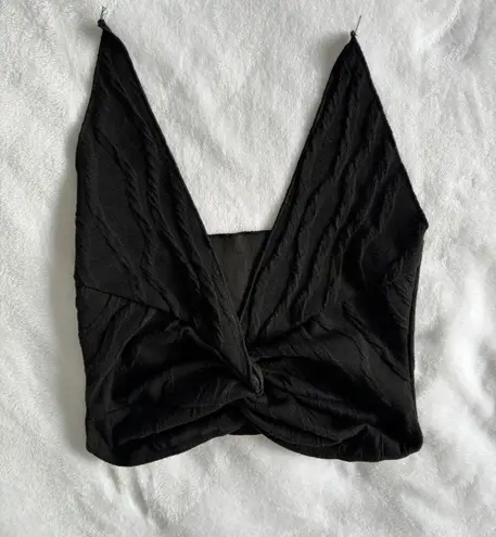 SheIn  black front twist strapless textured split top  - Image 1