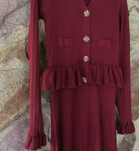 Commense Ruffle Slim Sweater Dress size XL Red