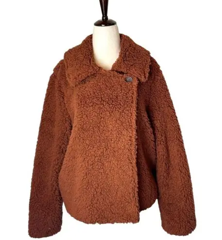 BB Dakota  Coat Women Small Brown Sherpa Fuzzy Teddy As She Goes Jacket NWOT