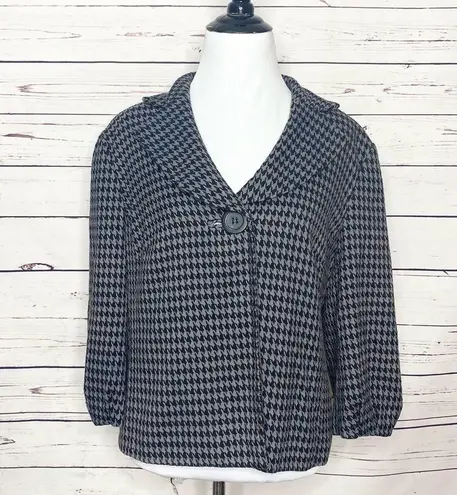 East 5th Black & Grey Cropped Houndstooth Blazer Jacket Size Large