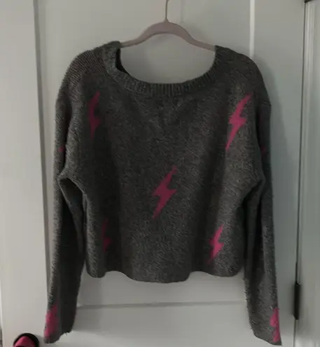 Hippie Rose Pink Lightning Bolt Sweater - Image 3