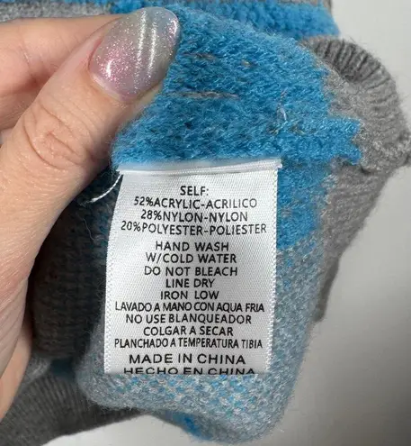 &merci &merci Sweater Women M Blue & Grey Textured Checkered Sweater Chunky Boxy Geo