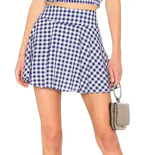 L'Academie NWT L’Academie Revolve Blue Gingham Circle Skirt Size M