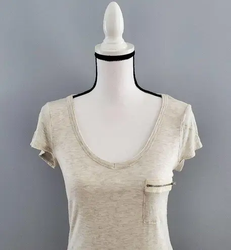 Willi Smith Cream Tee With Zipper Pocket Size S