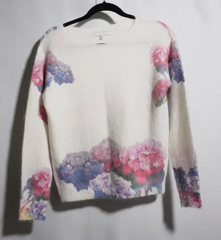 Bianco Blu Italy Hydrangea Flower Sweater Mohair Wool Blend Cream Pink Purple M Size 8