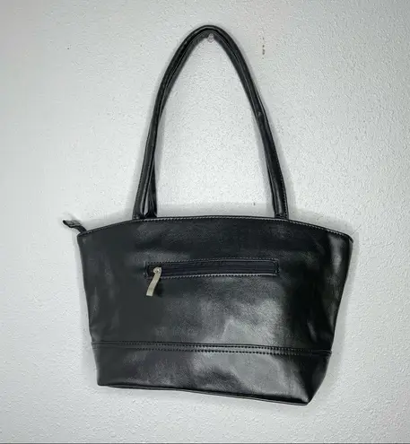 NWOT Black Pleather Shoulder Handbag Purse with Silver & Black Hardware