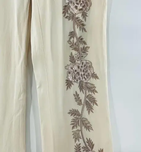 Yigal Azrouël Embellished Sequin Cut Out Flat Front Straight Leg Trousers Size 4