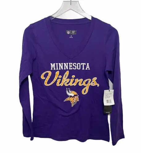 NFL  Minnesota Vikings Pro Football Long Sleeve V-Neck Shirt Size Small NWT