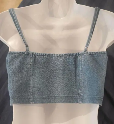 Iris  Denim Crop Top Sweetheart Neckline Size S