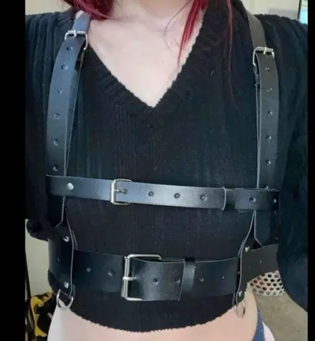 Harness Double Underbust Suspender Belt New Black