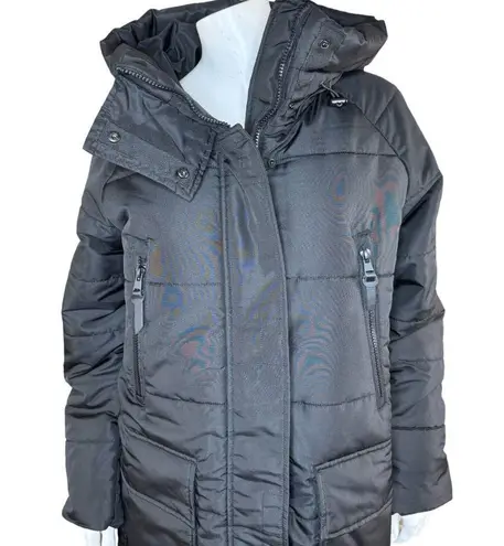 Susan Graver Water Resistant Quilted Puffer Jacket Black XX-Small NWOT Hooded