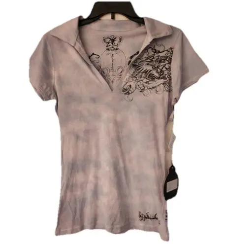 Key Closet Dragon Fine Jersey Polo Crystal Women’s Purple Shirt Size Medium