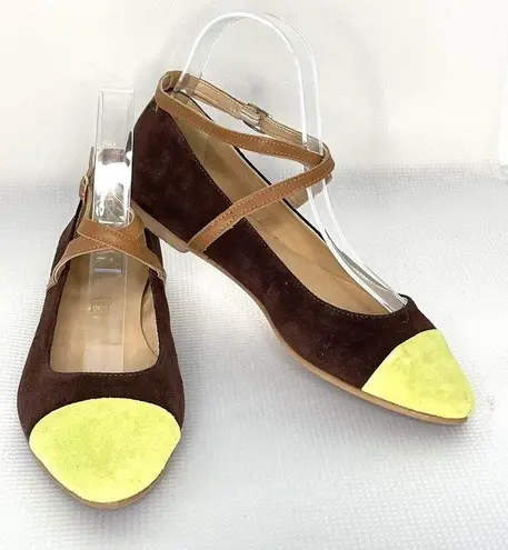 Seychelles Women's 7M Green Brown Just The Beginning Suede Cap Toe Shoes Flats