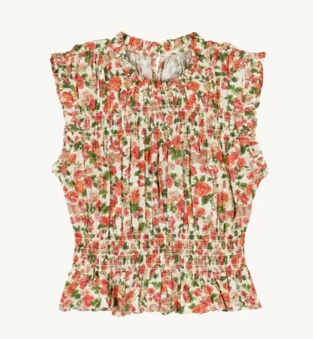 Doen 100% organic cotton floral sleeveless top NEW Red Size XS