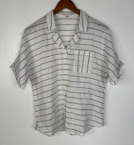 Garnet Hill  100% Linen Striped Top Size 6